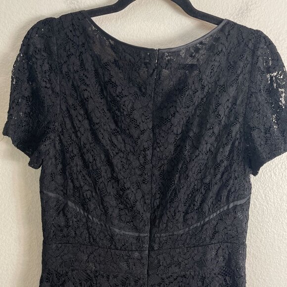 Tory Burch Womens 8 Bovary Lace Black Sheath Dress Ruffle Hem Short Sleeve - Picture 12 of 12